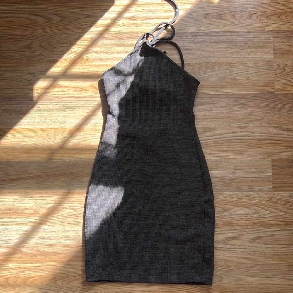 Brown khaki halter knit dress